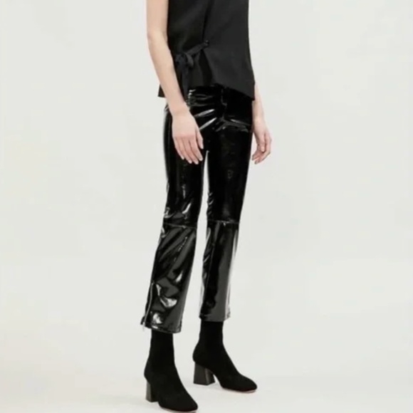 NWT MAJE Paveli zipped cuff high rise vinyl trousers - Picture 1 of 6